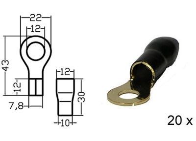 Kabelschoen ring verguld zwart 20mm² diam 10mm 20x