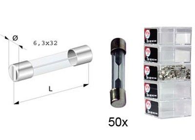 glas zekering rapid type 3A 6x32 mm 50 stuks in een doosje