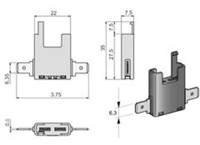 Zekeringhouder steekzek. voor 2x6 35mm 2 stuks