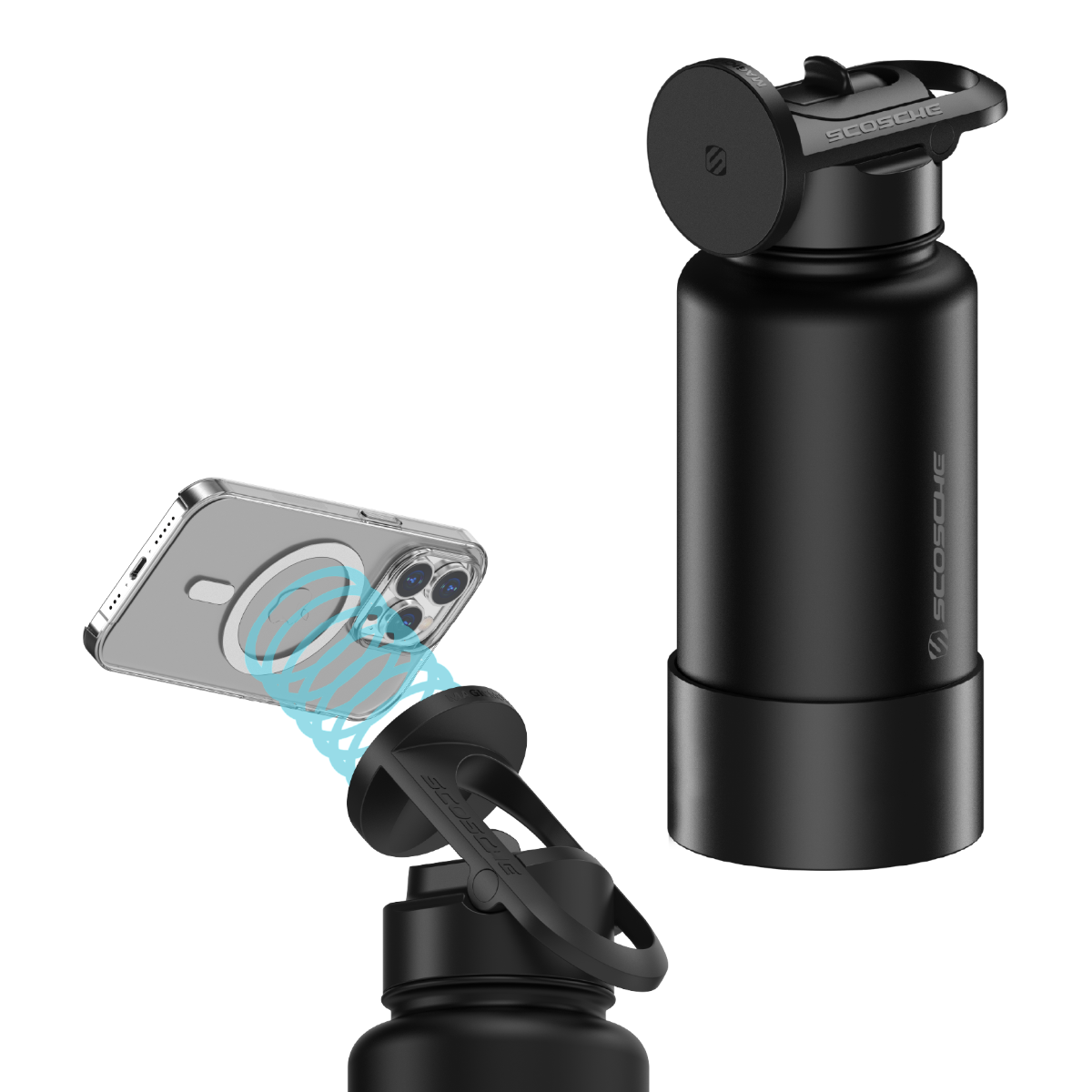 MagicMount Flask 32oz Stainless Steel Water Bottle (Black)
