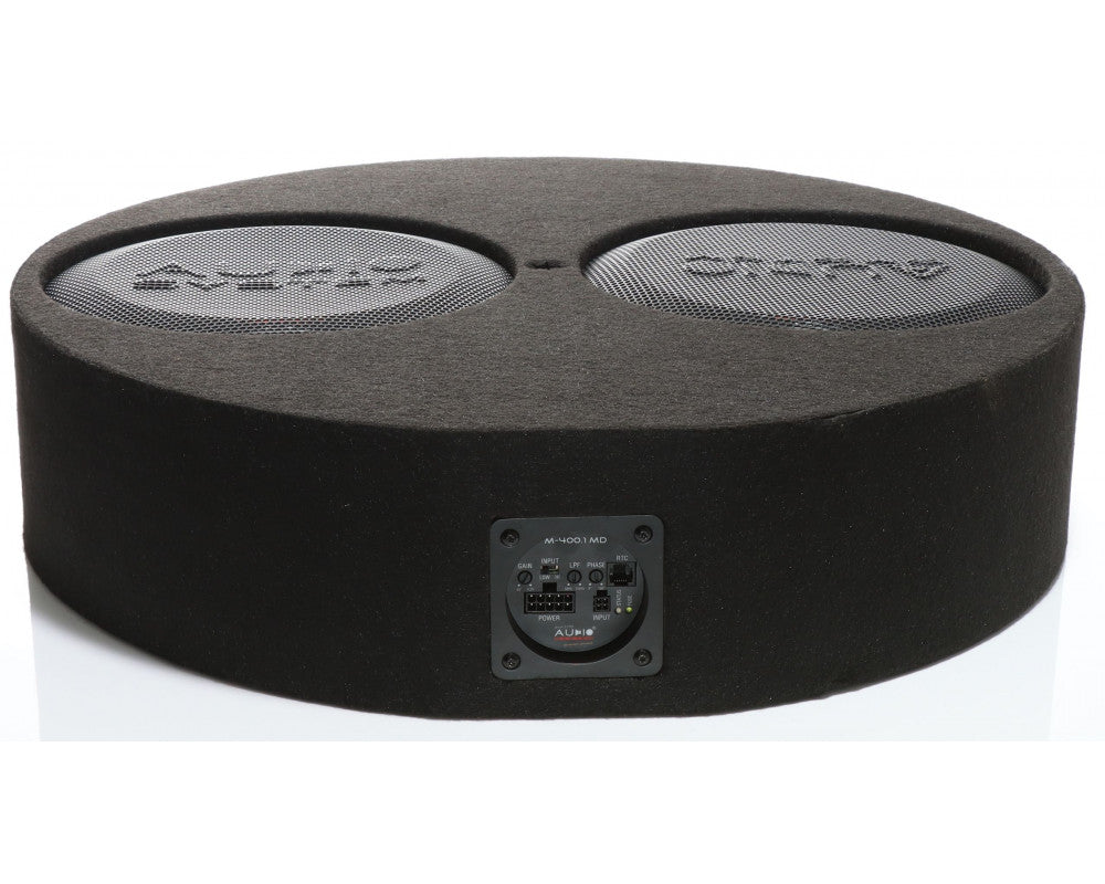 Audio System - R-SERIE EVO ACTIEF SUBFRAME 14 liter ronde gesloten kist met 2x R 10 FLAT EVO3-D4 + M-400.1 MD - Subwoofers